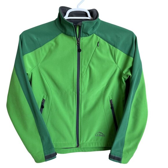 L L Bean Womens XS Pet Softshell Jacket Green Colorblock Athletic Jogging Hiking - Picture 10 of 13